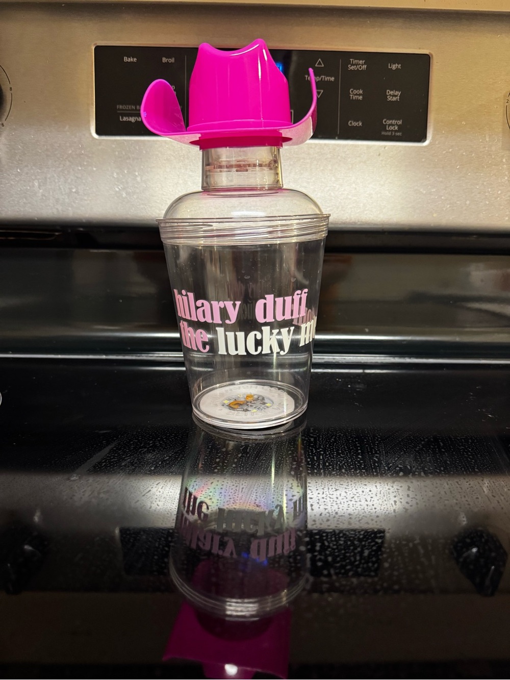 Hilary Duff 'The Lucky Me' Pink Accent Shaker Tumbler with Lid